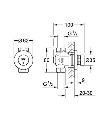 Grohe Euroeco Cosmopolitan T Zaman Ayarlı Ankastre Duş Valfi - 36268000