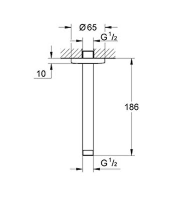 Grohe Tavandan Duş Başlığı Tavan İniş Borusu 186 mm - 27559000