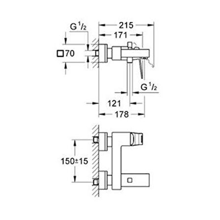 Grohe Eurocube 23140000 Beyaz Banyo Bataryası