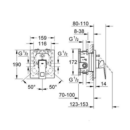 Grohe Eurocube Ankastre Banyo Duş Bataryası - 19896000