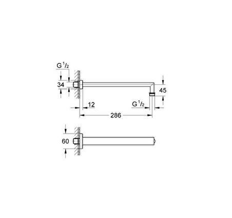 Grohe Rainshower® Tepe Duşu Dirseği 286 mm - 27709000