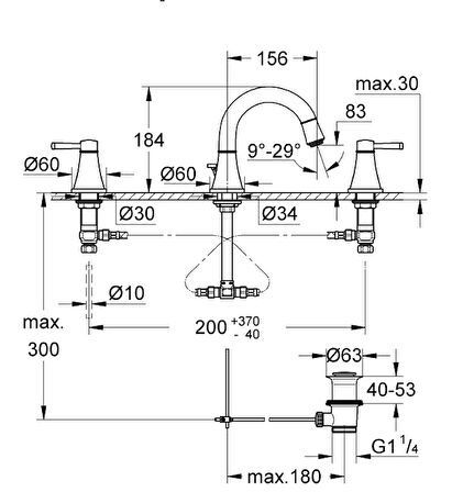 Grohe Lavabo Bataryası 3 Delikli Grandera Krom - 20417000