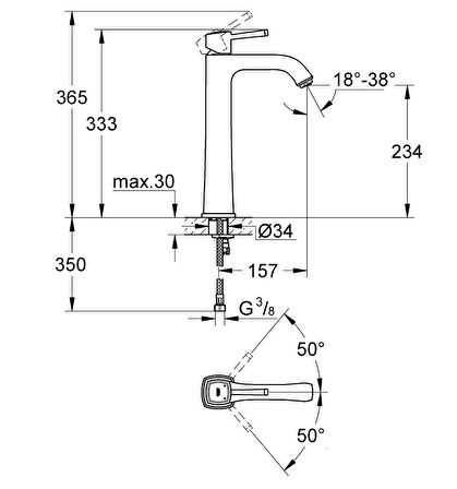 Grohe Grandera Tek Kumandalı Çanak Lavabo Bataryası - 23313000