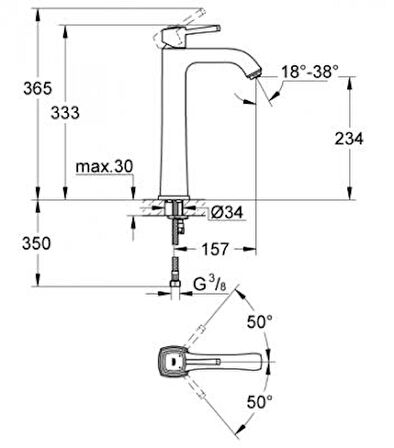 Grohe Grandera Tek Kumandalı Çanak Lavabo Bataryası - 23313IG0