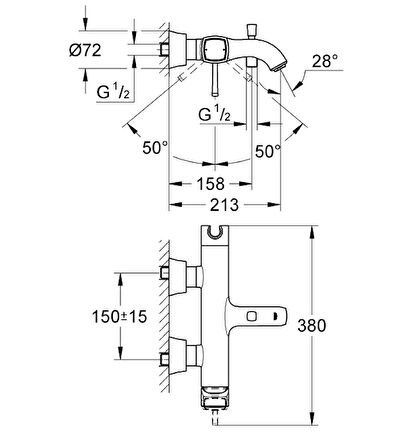 Grohe Grandera 23317IG0 Gümüş Banyo Bataryası