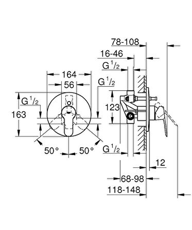 Grohe Bauedge 29079000 Gümüş Banyo Bataryası