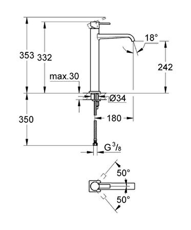 Grohe Allure Single Tek Kumandalı Çanak Lavabo Bataryası - 23403000