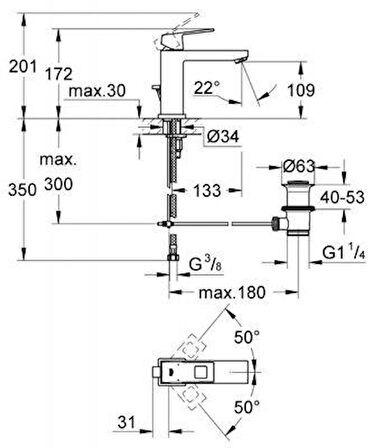 Grohe Eurocube Tek Kumandalı Lavabo Bataryası - 23445000