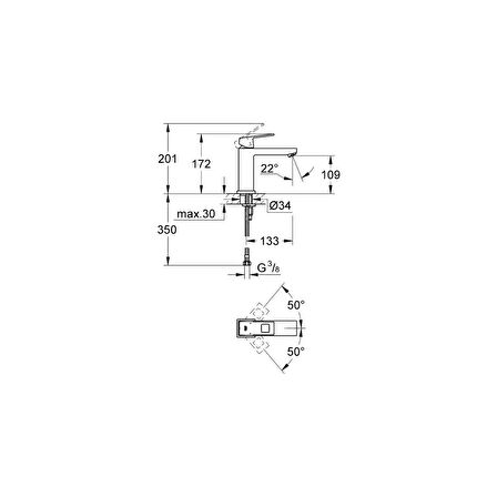 Grohe Eurocube Tek Kumandalı Lavabo Bataryası - 23446000