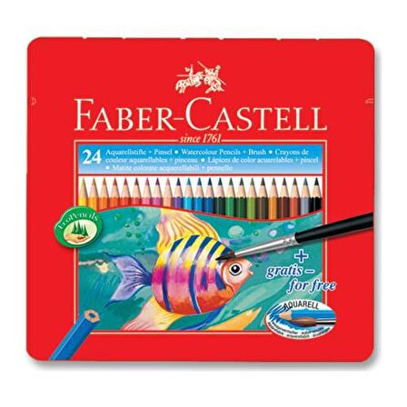 Faber-Castell Metal Kutu Aquarell Boya Kalemi 24 Renk