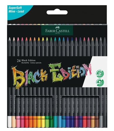 Faber Castell Black Edition 24 Renk Kuru Boya ve 12 Renk Skin Tones İkisi Birarada Set
