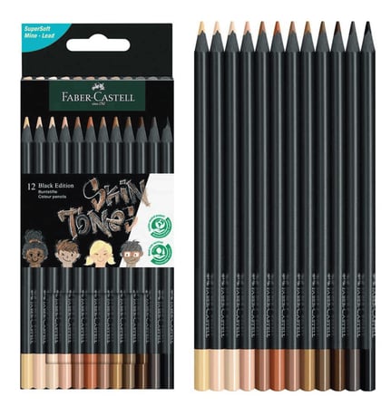 Faber Castell Textliner Pastel 8’li Fosforlu Kalem ve Black Edition 12 Renk Skin Tones Ten Renkleri Kuru Boya Seti İkisi Birarada Set