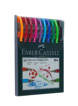 Faber Castell 46 Pastel Fosforlu Kalem Seti (8 Renk) ve 1425 Renkli Tükenmez Kalem 10'lu İkisi Birarada Set