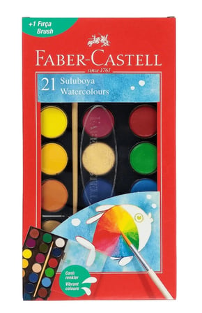 Faber Castell Okul ve Aktivite Boya Seti  24'lü Kuru Boya ve 21'li Büyük Boy Sulu Boya İkisi Bir Arada