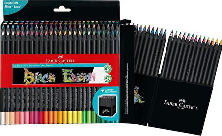 Faber Castell 116450 - Renkli Kalemler Blackwood, Black Edition, 50'li Kılıf, Yumuşak Çizgili, Parlak Renkler, Siyah Ahşap