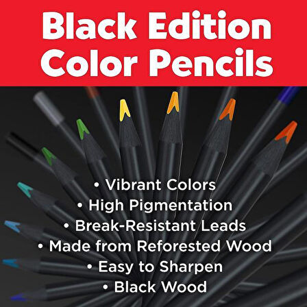 Faber Castell 116450 - Renkli Kalemler Blackwood, Black Edition, 50'li Kılıf, Yumuşak Çizgili, Parlak Renkler, Siyah Ahşap