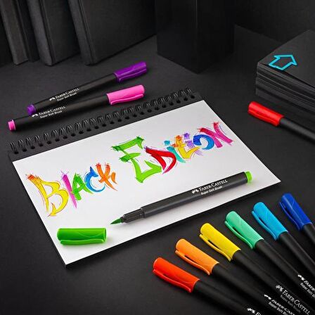 Faber Castell Keçeli Kalem Black Edition Fırça Uç 10'Lu