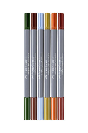 Goldfaber Aqua Çift Uçlu Markör 6'lı Mnzr Set,Su Bazlı, Fırça ve Fineliner Uçlu,Yıkanabilir Mürekkep