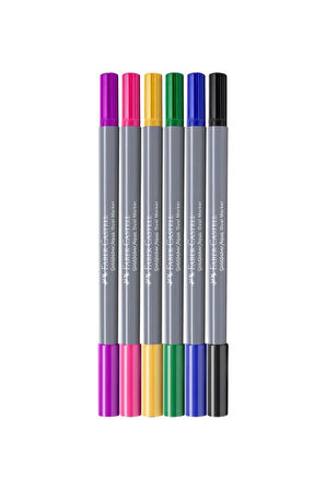Goldfaber Aqua 6’lı Çift Uçlu Graffiti Markör Seti, Su Bazlı, Fırça ve Fineliner Uçlu