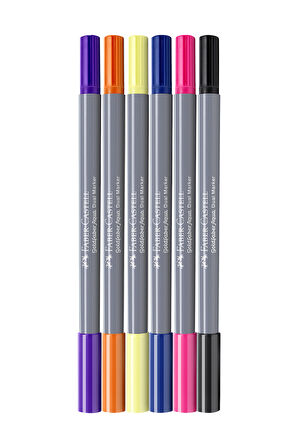 Goldfaber Aqua 6’lı Çift Uçlu Marker Seti,Fantasy Renkleri,Su Bazlı, Fırça ve Fineliner Uçlu