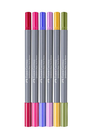 Goldfaber Aqua 6’lı Çift Uçlu Marker Seti,Flowers Renkleri,Su Bazlı, Fırça ve Fineliner Uçlu