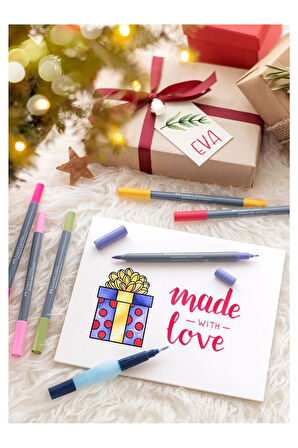 Goldfaber Aqua 6’lı Çift Uçlu Marker Seti,Flowers Renkleri,Su Bazlı, Fırça ve Fineliner Uçlu