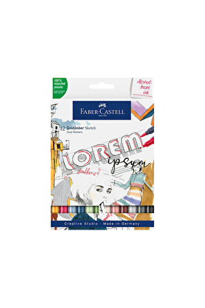 Goldfaber Sketch Markör Seti, 12’li, Çift Uçlu, 0.6 mm Fineliner Uç, Geri Dönüştürülmüş Gövde