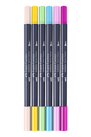 Gofa Sketch Markör Kawaii 6'lı Set, Çift Fineliner Uçlu, Kalıcı Mürekkep