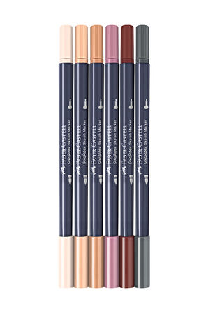 Gofa Sketch Markör Portrait 6'lı Set, Çift Fineliner Uçlu,Kalıcı Mürekkep