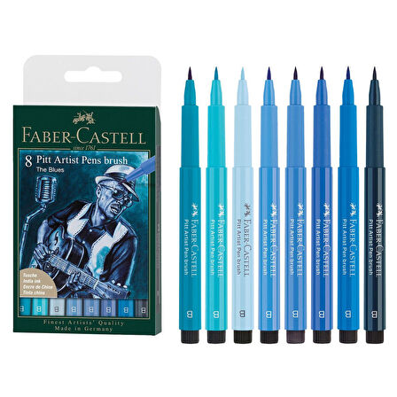 Faber Castell Pitt Artist The Blues 8'li Fırça Uçlu Renkli Kalem 167173