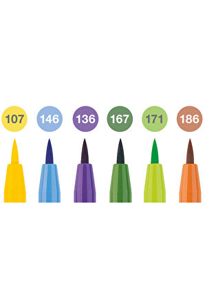 Pitt Artist Pen Fırça Uçlu Kalem Seti, 6'lı Yaz, Işığa Dayanıklı, Su Geçirmez, Kalıcı Mürekkep