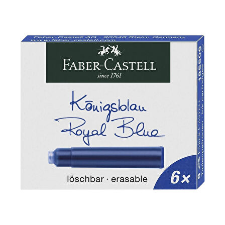 Faber-Castell Royal Mavi 6'lı Dolma Kalem Mürekkep Kartuşu