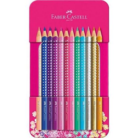 Faber-Castell Parlak Renkler Metal Kutu Pembe 12'li