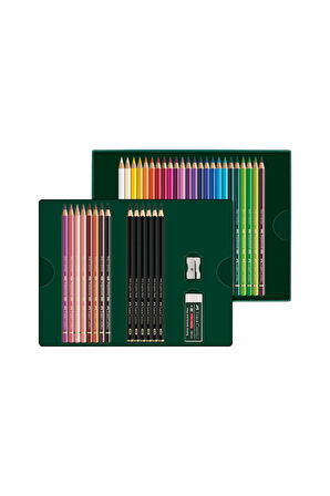 Polychromos & Pitt Graphite Matt 40'lı Hediye Seti, Parlak ve Canlı Renkler