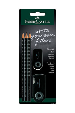 Kurşun Kalem Ofis Seti Siyah,3'lü Grip 2001 Kalem, Silgi ve Kalemtıraş Dahil