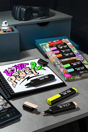 Graffiti Fosforlu Kalem Seti, 8’li, Su Bazlı Mürekkep, 3 Farklı Çizgi Kalınlığı, Dayanıklı Mürekkep