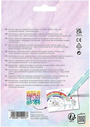 Faber Castell Unicorn keçeli kalem, sınırlı sayıda, 10 +3 renk, 3'ü özel parıltılı
