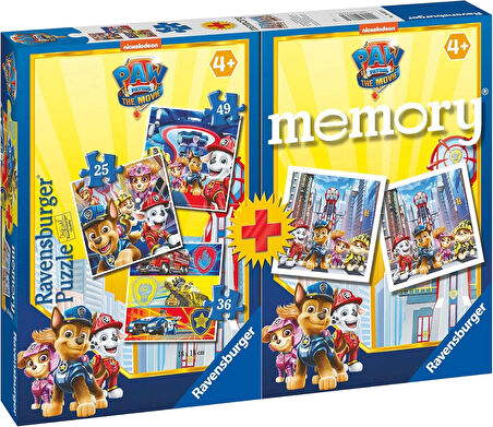 Ravensburger 25/36/49 parça Puzzle ve Memory Paw Patrol Kutu Oyunu