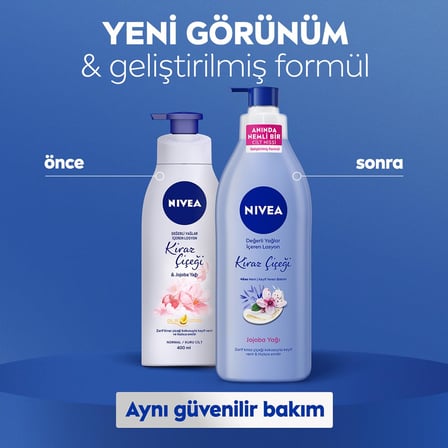Değerli Yağlar İçeren Vücut Losyonu Kiraz Çiçeği ve Jojoba Yağı, 400 ml,Tüm Ciltler,48 Saat Nemlendirici, Hızlı Emilir