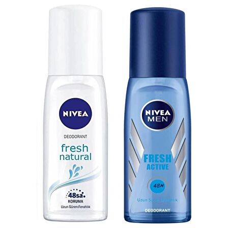 Nivea Men Fresh Active Deodorant 75 ml + Fresh Natural Kadın Deodorant Pump Sprey 75 ml