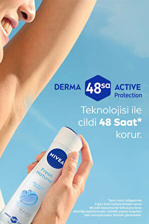 Kadın Sprey Deodorant Fresh Natural 150ml, Ter Kokusuna Karşı 48 Saat Koruma, Ferahlık, X5 Adet