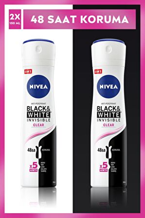 Invisible Black&White Clear Kadın Deodorant Sprey 150 Ml 2'li Avantaj Paketi