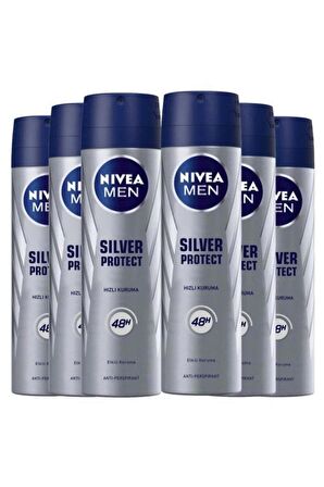 Nivea Men Silver Protect Etkili Koruma Erkek Sprey Deodorant 150 ml*6 Adet Avantaj Paket