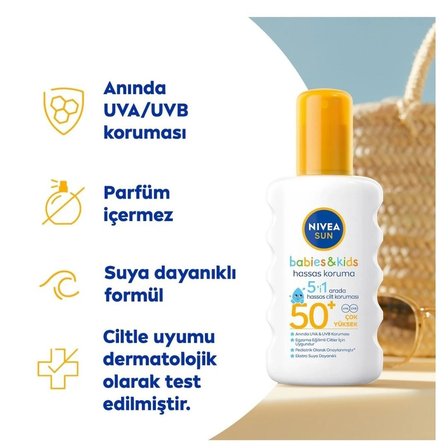 Nivea Sun Spf 50+ Çocuk Hassas Koruma Losyonu Güneş Spreyi 200 ML