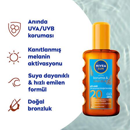 Nivea Sun Koruma & Bronzluk Yağ Sprey Spf20 200 Ml