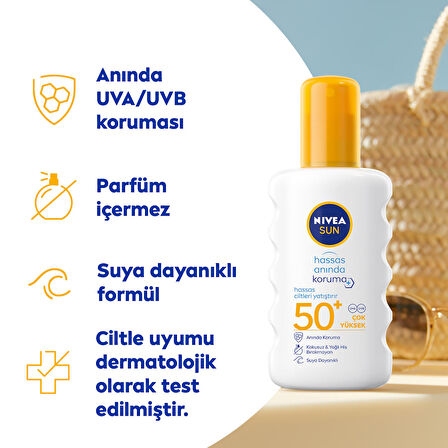 Nivea Sun Hassas Koruma Yatıştırıcı Güneş Spreyi Spf 50 200 Ml