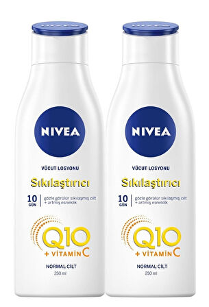 Nivea Q10 Sıkılaştırıcı Vücut Losyonu 250ml, C Vitamini, 48 Saat Nemlendirici X 2 Adet