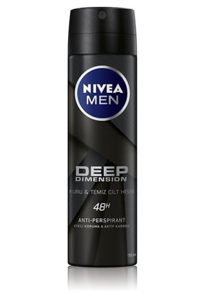 MEN Erkek Sprey Deodorant Deep Dimension Aktif Karbon 150ml, 48 Saat Anti-perspirant Ter Koruması