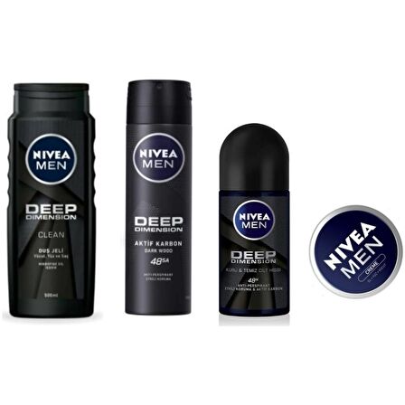 Nivea Deep Dimension Deo + Roll-On + Duş Jeli Erkek Vücut Bakım Seti