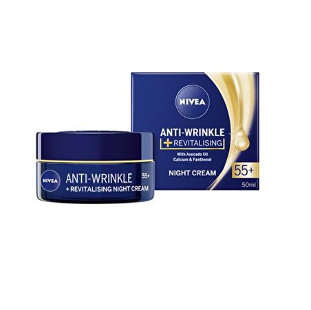 Nivea Anti-Wrinkle Yaşlanma Karşıtı Hyalüronik Asit 55 Yaş + Gece Yüz Kremi 50 ml 